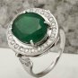 7.60 Carats Natural Emerald and Diamond 14K Solid White Gold Ring