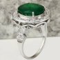 7.60 Carats Natural Emerald and Diamond 14K Solid White Gold Ring