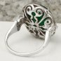 7.60 Carats Natural Emerald and Diamond 14K Solid White Gold Ring