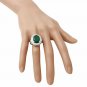 7.60 Carats Natural Emerald and Diamond 14K Solid White Gold Ring
