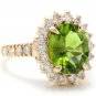 5.15 Carats Natural Peridot and Diamond 14K Solid Yellow Gold Ring