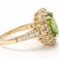 5.15 Carats Natural Peridot and Diamond 14K Solid Yellow Gold Ring