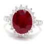 7.90 Carats Natural Red Ruby and Diamond 14K Solid White Gold Ring