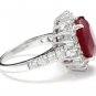 7.90 Carats Natural Red Ruby and Diamond 14K Solid White Gold Ring