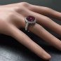 7.90 Carats Natural Red Ruby and Diamond 14K Solid White Gold Ring