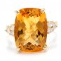 9.35 Carats NATURAL CITRINE and DIAMOND 14K Solid Yellow Gold Ring