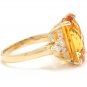 9.35 Carats NATURAL CITRINE and DIAMOND 14K Solid Yellow Gold Ring