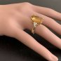 9.35 Carats NATURAL CITRINE and DIAMOND 14K Solid Yellow Gold Ring