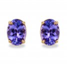 2.00Ct Carats Natural Tanzanite 14K Solid Yellow Gold Stud Earrings