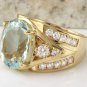 7.71Ct Natural Aquamarine and VS Diamond 14K Solid Yellow Gold Ring