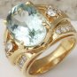 7.71Ct Natural Aquamarine and VS Diamond 14K Solid Yellow Gold Ring