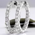 3.25Ct Natural  Diamond 14K Solid White Gold Hoop Earrings