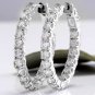 3.25Ct Natural  Diamond 14K Solid White Gold Hoop Earrings