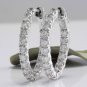 3.25Ct Natural  Diamond 14K Solid White Gold Hoop Earrings