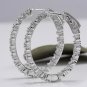 3.25Ct Natural  Diamond 14K Solid White Gold Hoop Earrings