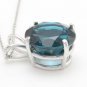 9.35Ct Natural London Blue Topaz 14K Solid White Gold Pendant Necklace