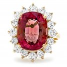 8.85 Carats Natural Tourmaline and Diamond 14K Solid Yellow Gold Ring