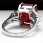 13.00 Carats Natural Red Ruby and Diamond 14K Solid White Gold Ring