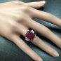 13.00 Carats Natural Red Ruby and Diamond 14K Solid White Gold Ring