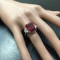 13.00 Carats Natural Red Ruby and Diamond 14K Solid White Gold Ring
