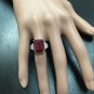 13.00 Carats Natural Red Ruby and Diamond 14K Solid White Gold Ring