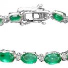14.60Ct Natural Emerald and Diamond 14K Solid White Gold Bracelet