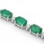 14.60Ct Natural Emerald and Diamond 14K Solid White Gold Bracelet