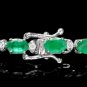 14.60Ct Natural Emerald and Diamond 14K Solid White Gold Bracelet