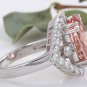 7.70 Carats Natural Morganite and Diamond 14K Solid White Gold Ring