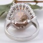 7.70 Carats Natural Morganite and Diamond 14K Solid White Gold Ring