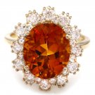 5.90Ct Natural Madeira Citrine and Diamond 14K Solid Yellow Gold Ring