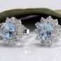 3.25Ct Natural Aquamarine and Diamond 14K Solid White Gold Earrings