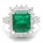5.10Ct Natural Emerald & Diamond 14K Solid White Gold Ring