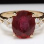 6.50 Carats Red Ruby and Diamond 14K Solid Yellow Gold Ring