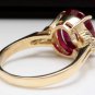 6.50 Carats Red Ruby and Diamond 14K Solid Yellow Gold Ring