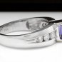 1.00 Carat NATURAL TANZANITE and DIAMOND 14K Solid White Gold Ring
