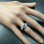 1.00 Carat NATURAL TANZANITE and DIAMOND 14K Solid White Gold Ring