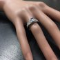 1.00 Carat NATURAL TANZANITE and DIAMOND 14K Solid White Gold Ring