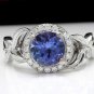2.00 Carats NATURAL TANZANITE and DIAMOND Platinum Ring
