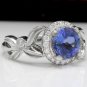 2.00 Carats NATURAL TANZANITE and DIAMOND Platinum Ring