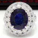 8.20Ct Natural Blue Sapphire & Diamond 14K White Solid Gold Ring