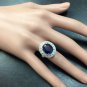 8.20Ct Natural Blue Sapphire & Diamond 14K White Solid Gold Ring