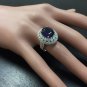 8.20Ct Natural Blue Sapphire & Diamond 14K White Solid Gold Ring