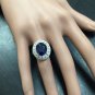 8.20Ct Natural Blue Sapphire & Diamond 14K White Solid Gold Ring