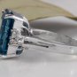 8.85 Carats Natural LONDON BLUE TOPAZ & Diamond 14K Solid White Gold Ring