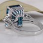 8.85 Carats Natural LONDON BLUE TOPAZ & Diamond 14K Solid White Gold Ring