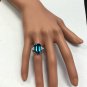 8.85 Carats Natural LONDON BLUE TOPAZ & Diamond 14K Solid White Gold Ring