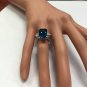 8.85 Carats Natural LONDON BLUE TOPAZ & Diamond 14K Solid White Gold Ring