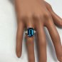 8.85 Carats Natural LONDON BLUE TOPAZ & Diamond 14K Solid White Gold Ring