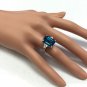 8.85 Carats Natural LONDON BLUE TOPAZ & Diamond 14K Solid White Gold Ring